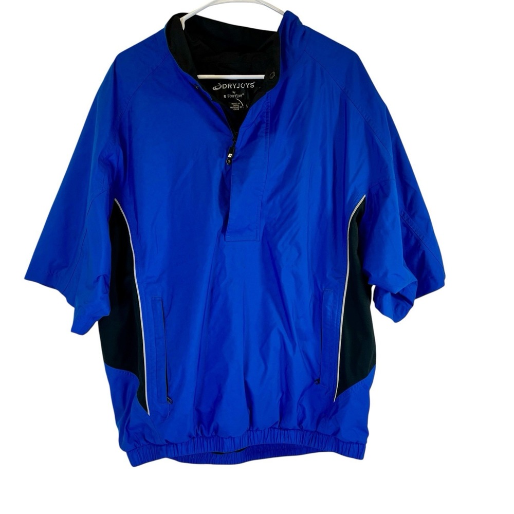 Dryjoys Foot Joy‎ Mens Lg. Blue Jacket  1/2 Zip Pullover Golf Jacket Windbreaker - Picture 2 of 13